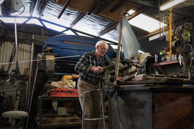 Cliff Byfield in his element working in his shed Source ABC News Grace Burmas